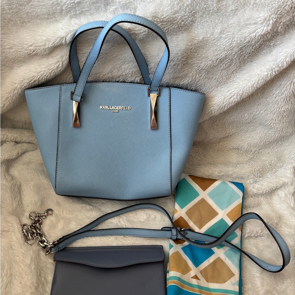 Karl Lagerfeld Light Blue Tote Bag